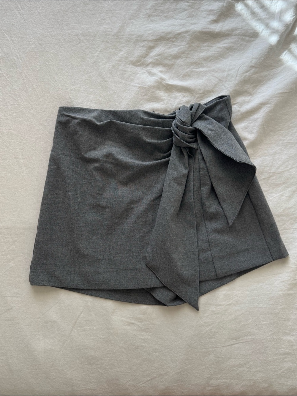 NWT Zara Gray Tie-Waist Mini Skirt